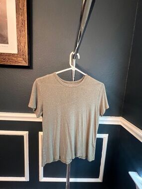 Abercrombie & Fitch Olive Green Summer Linen Blend Tee